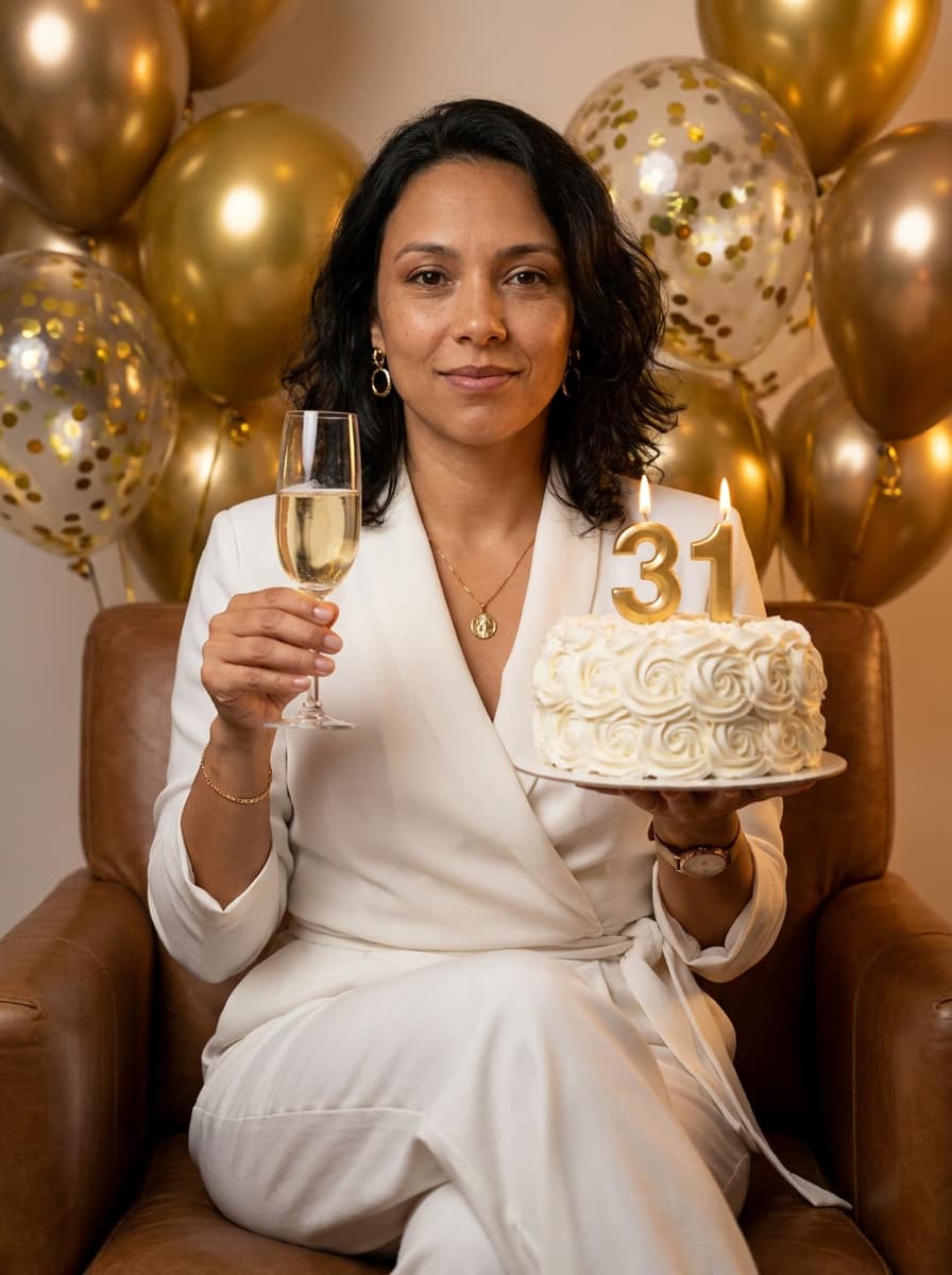 Estilo Blazer branco e balões dourados